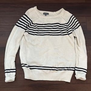 White sweater with black stripes